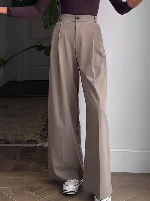Buttoned Loose Suit Trousers