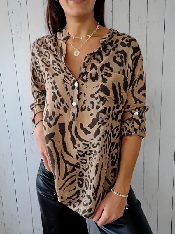 V-neck Leopard Print Top