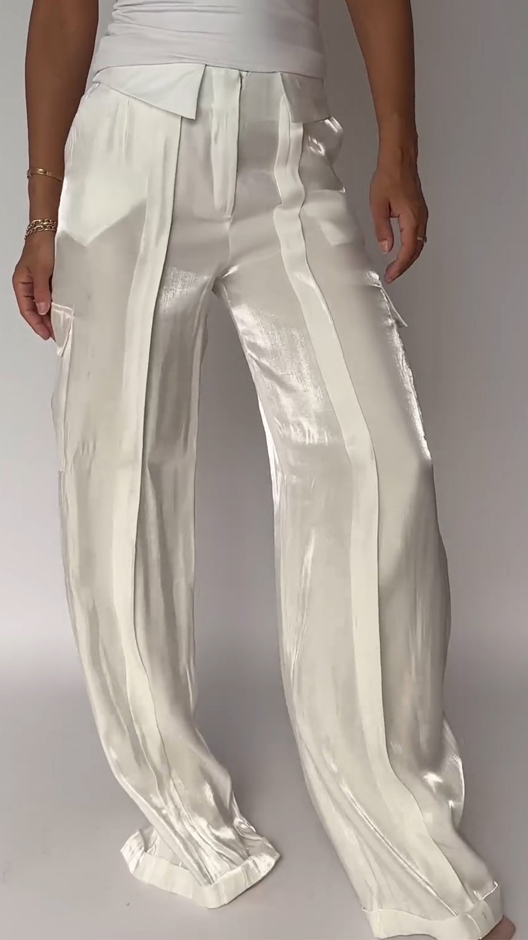 Women's Casual Imitation Gold Platinum Wide-leg Pants