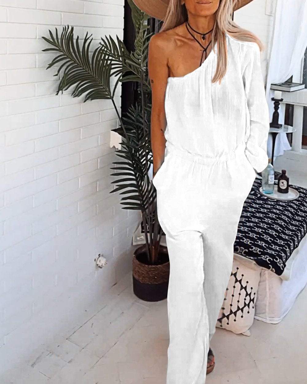 Women's Cotton and Linen Casual Jumpsuits