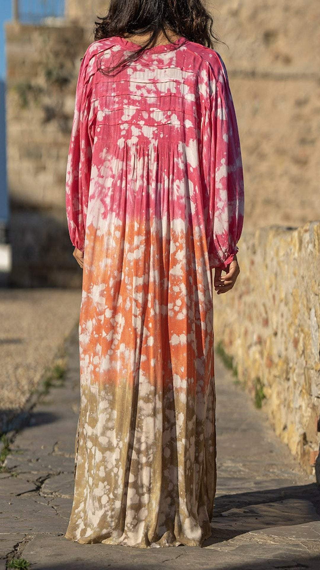 Women's Casual Tie-dye Printed Long-sleeved Dress