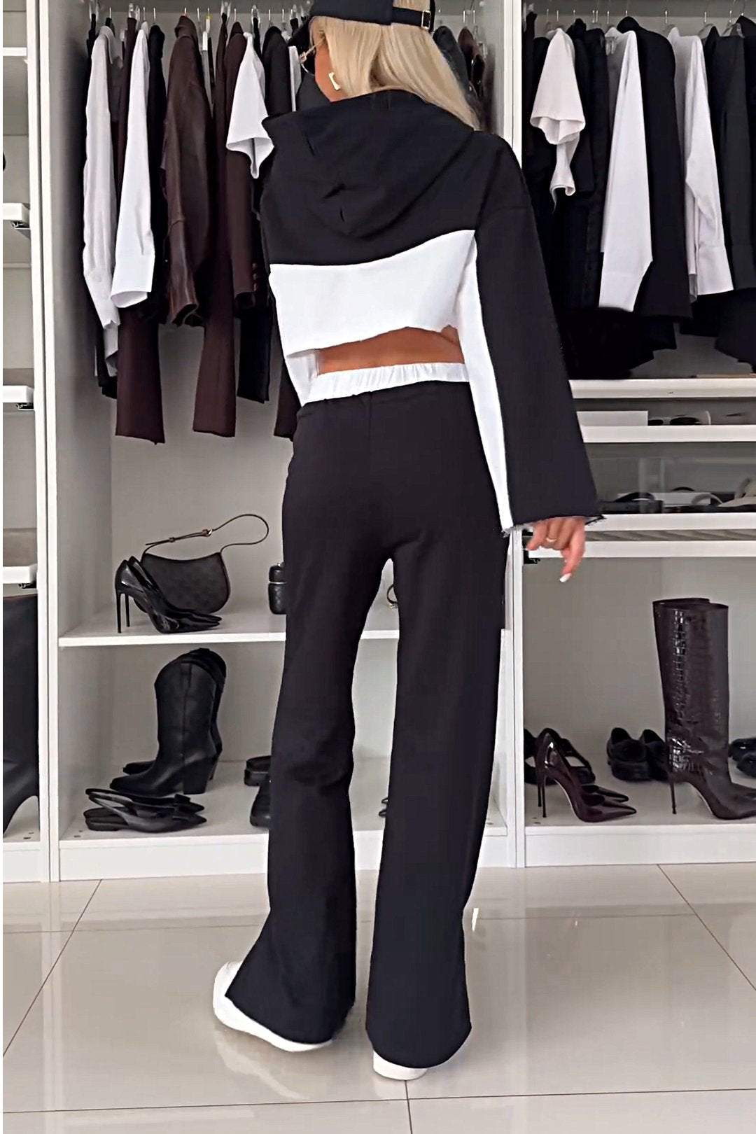 Women's Color Block Casual Top and Pants Two-piece Set