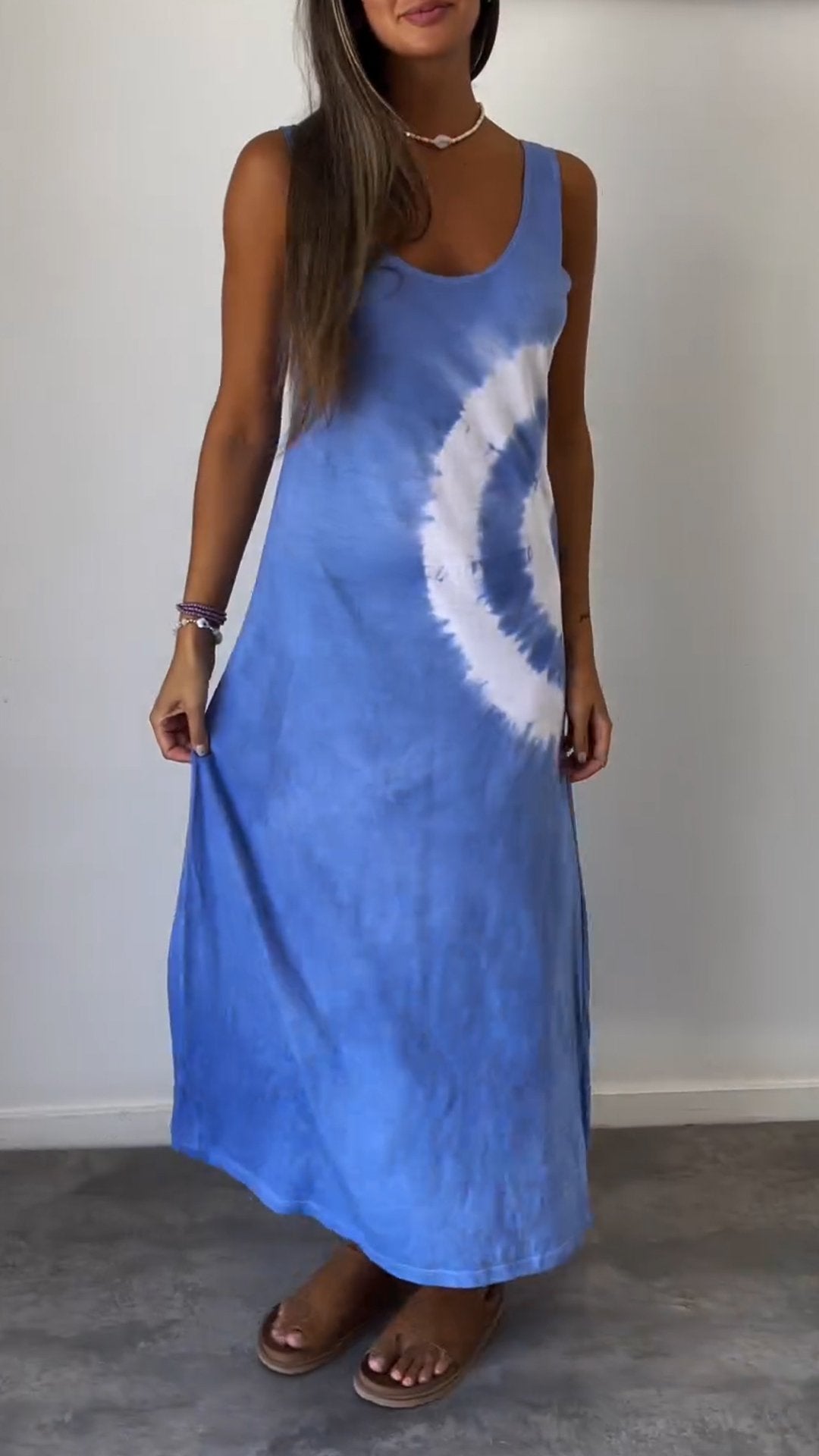 Tie Dye Vest Long Dress