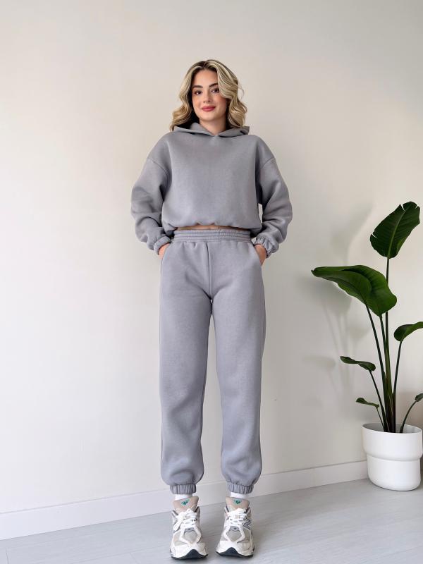 Two Piece Outfits Casual Lounge Sets Long Sleeve Drawstring Cropped Hoodie With Sweatpants