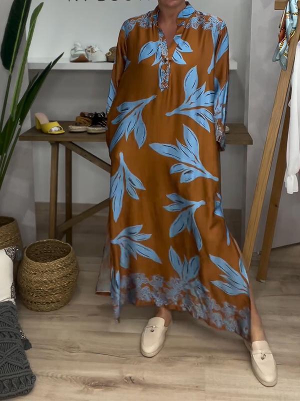 Casual V-neck Loose Printed Dress