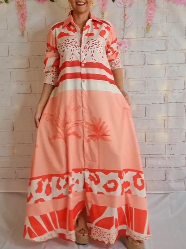 Summer Coconut Palm Tree Pattern Long Dress