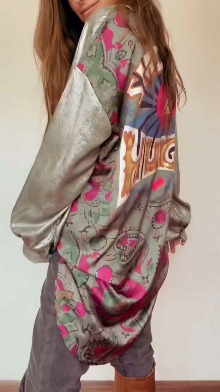 Women's Casual Print Long Sleeve Cardigan