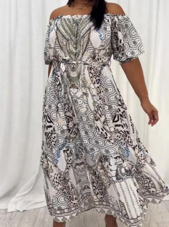 Women's retro a-line pattern dress