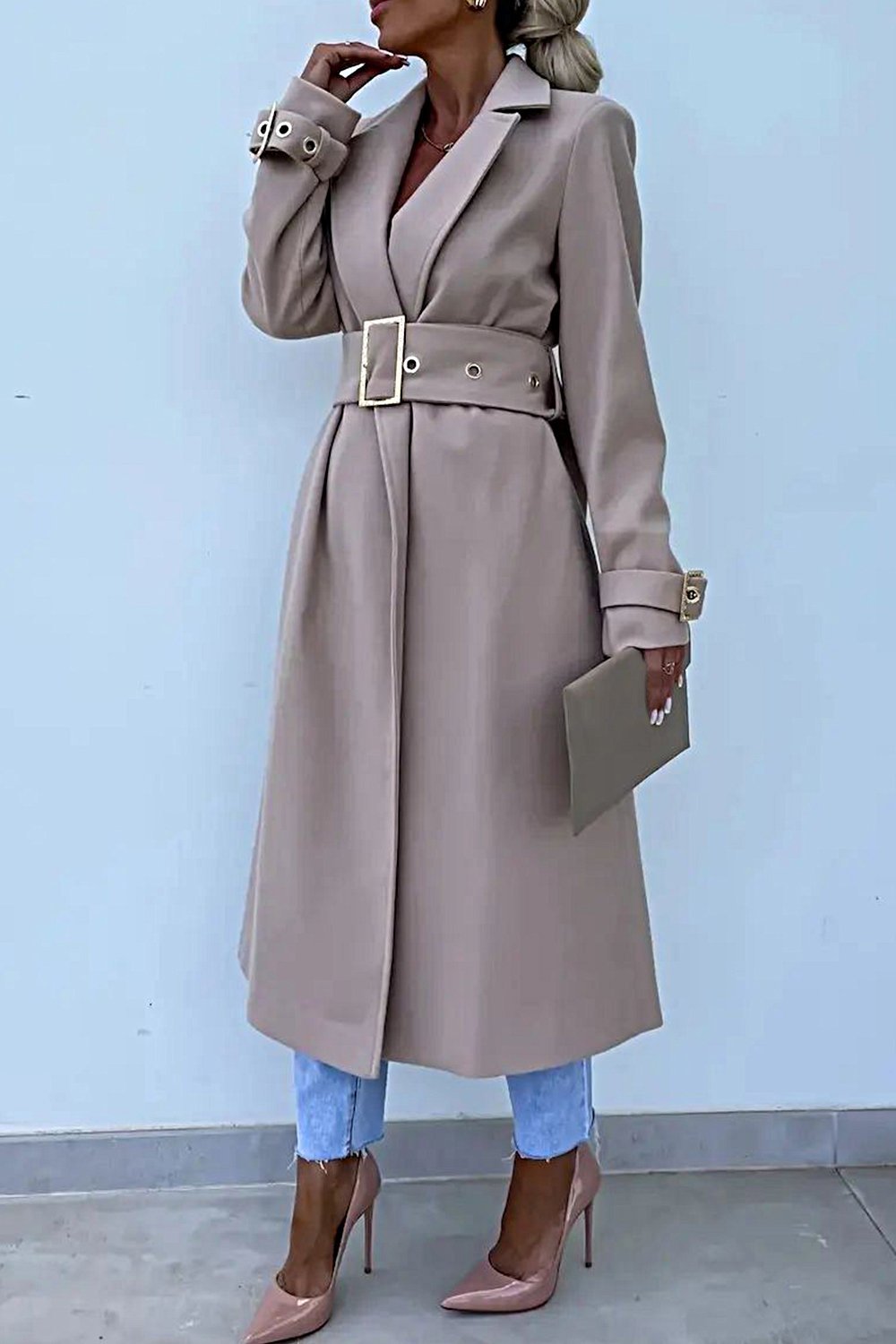 Women's Solid Color Lapel Casual Jacket