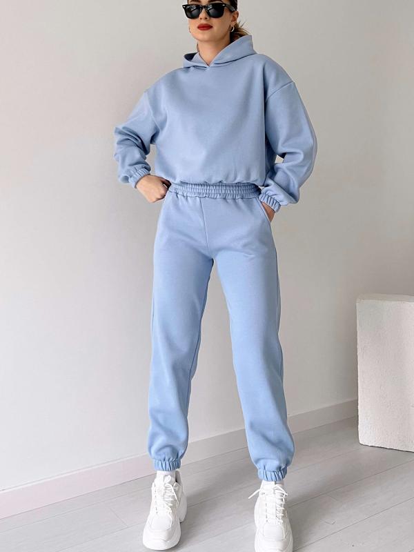 Two Piece Outfits Casual Lounge Sets Long Sleeve Drawstring Cropped Hoodie With Sweatpants