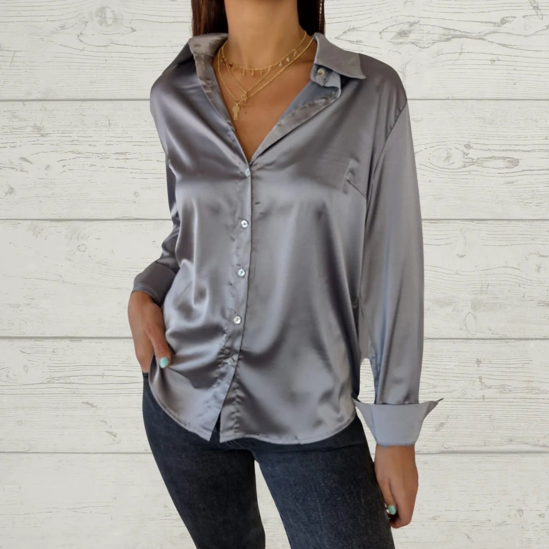 Satin Lapel Single-breasted Shirt