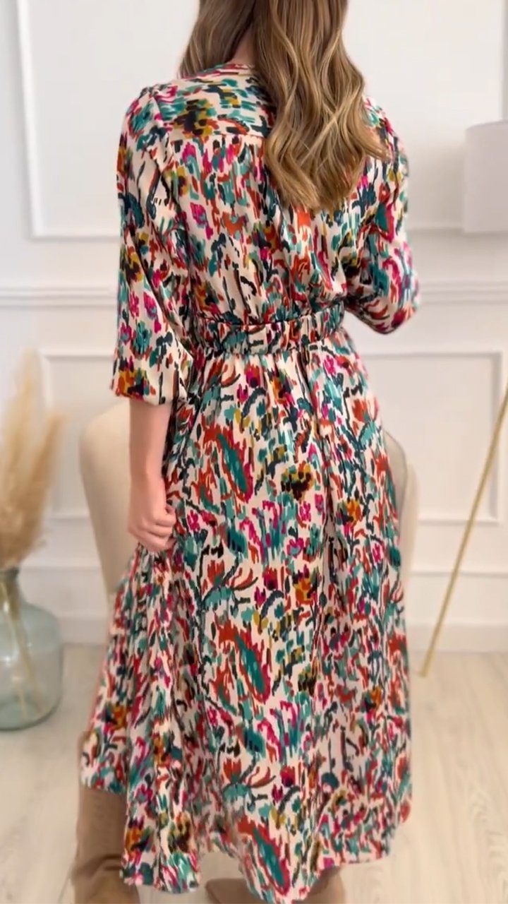 Vintage Printed Belted Dress