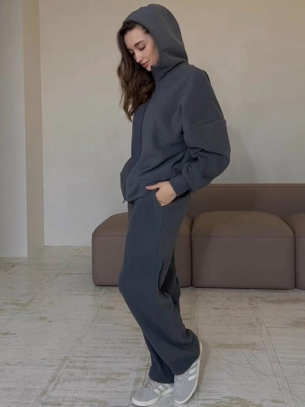 Two Piece Outfits Casual Lounge Sets Long Sleeve Drawstring Cropped Hoodie With Sweatpants