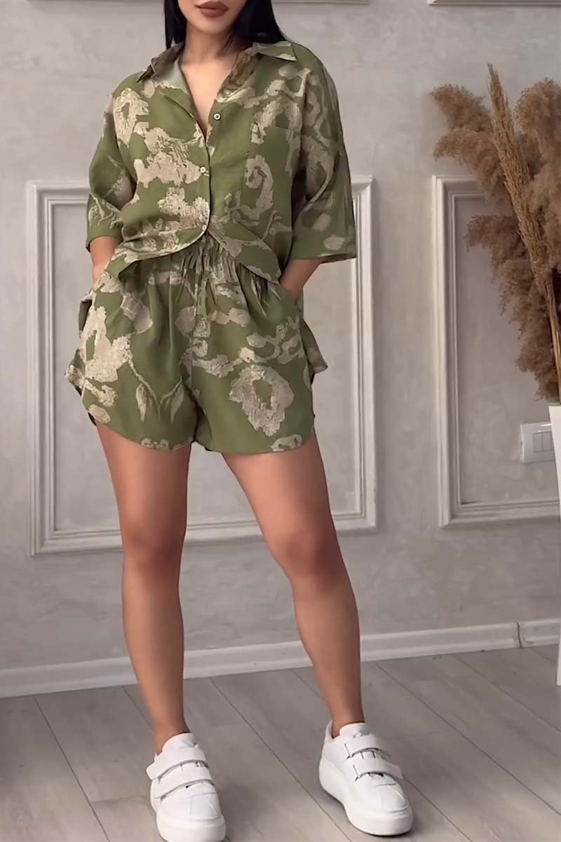 Casual printed shorts two-piece set