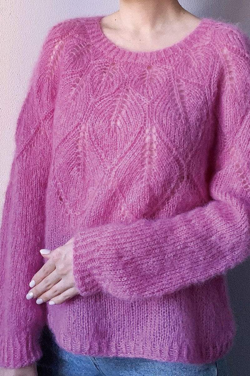 Women's solid color knitted pullover sweater