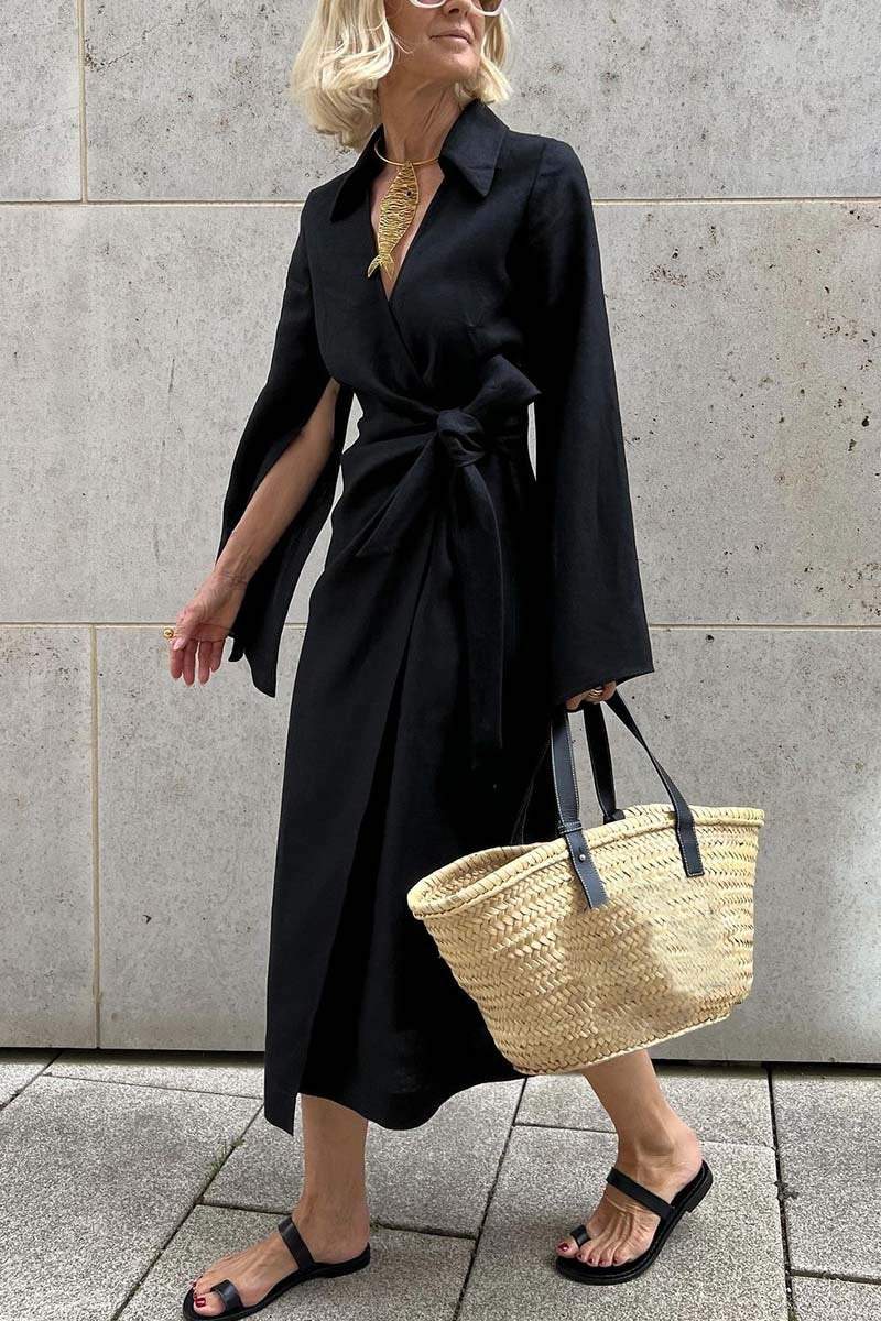 Women's Stylish Elegant Sleeve Slit Shirt Dress