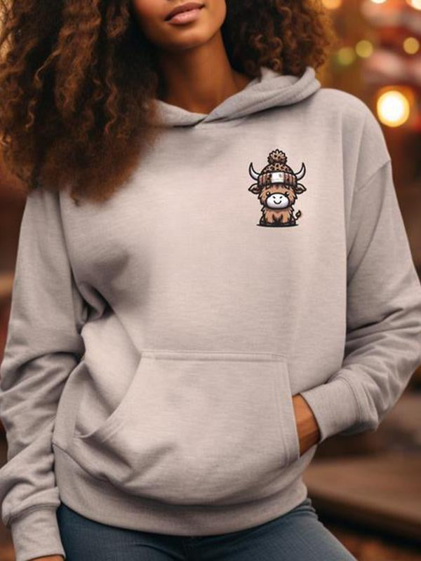 Women's Animal printed hooded Pocket  sweatshirt