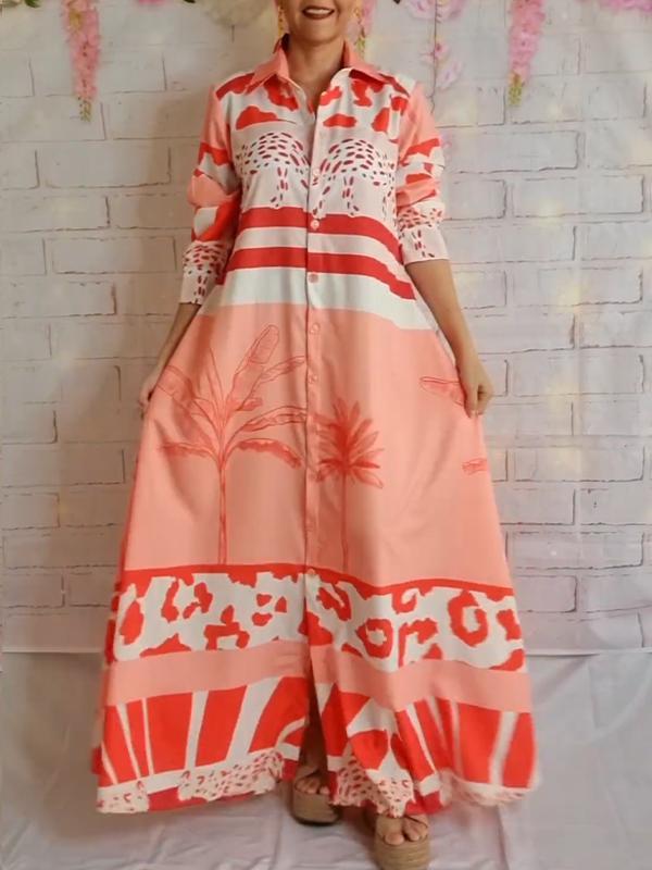 Summer Coconut Palm Tree Pattern Long Dress