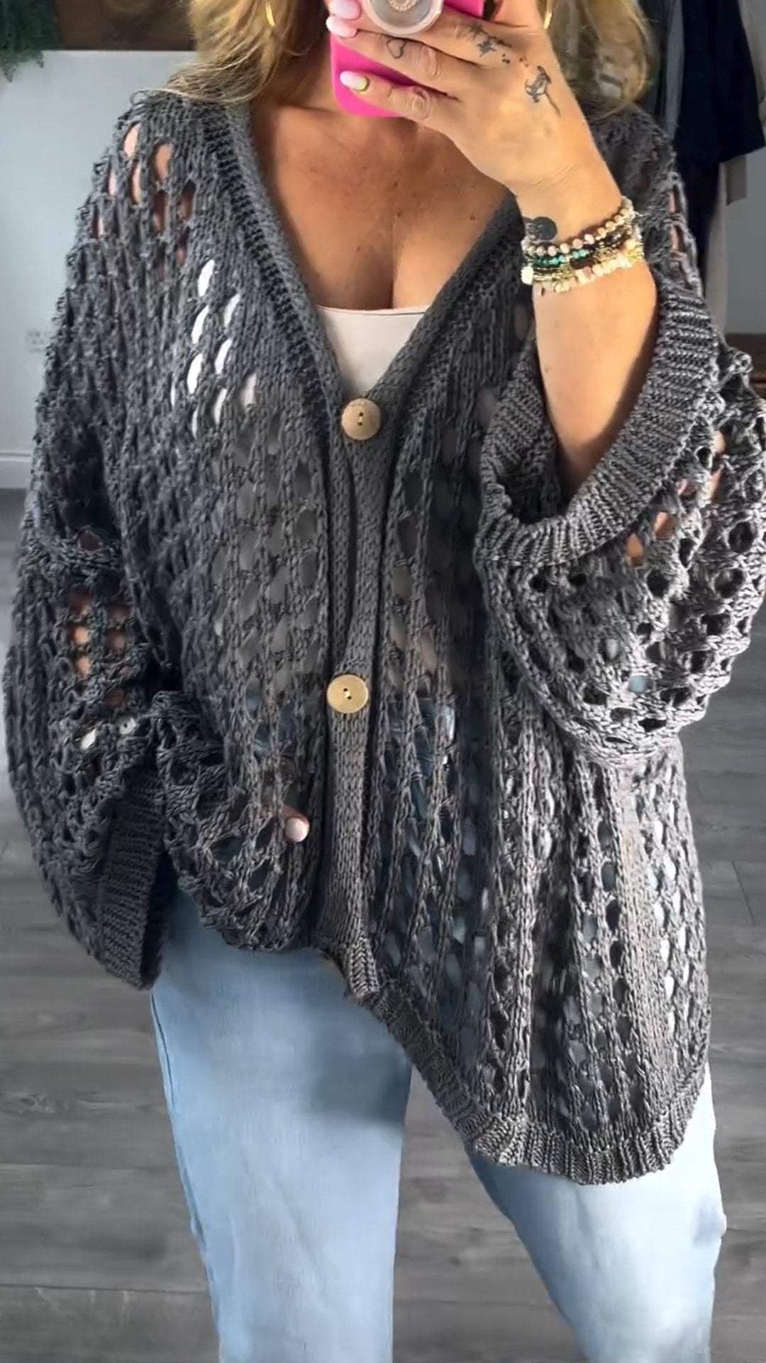 Women's Casual Knitted hollow pullover sweater