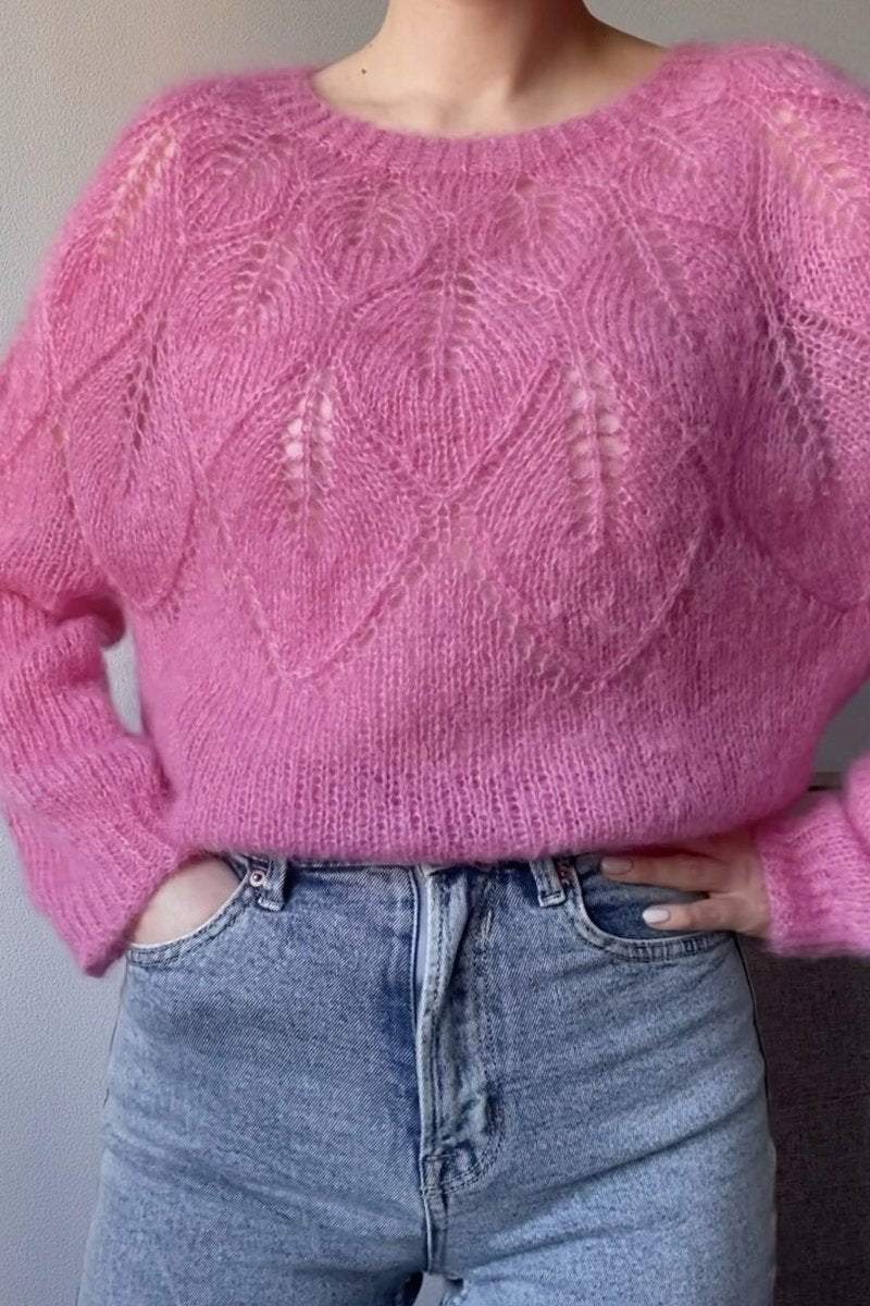 Women's solid color knitted pullover sweater