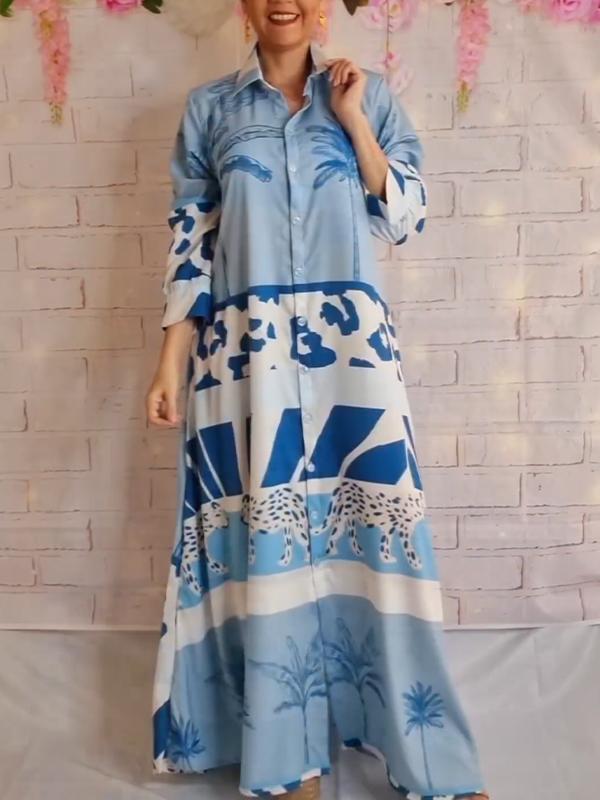 Summer Coconut Palm Tree Pattern Long Dress