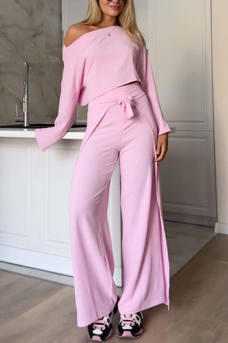 Women's crop top and strappy wide leg pants set