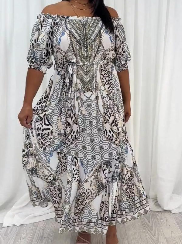 Women's retro a-line pattern dress