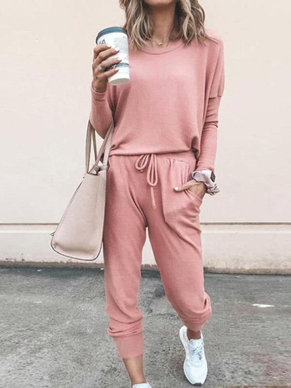 Loose Solid Color Long-sleeved Casual Suit