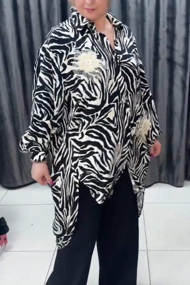 Women's zebra print long shirt