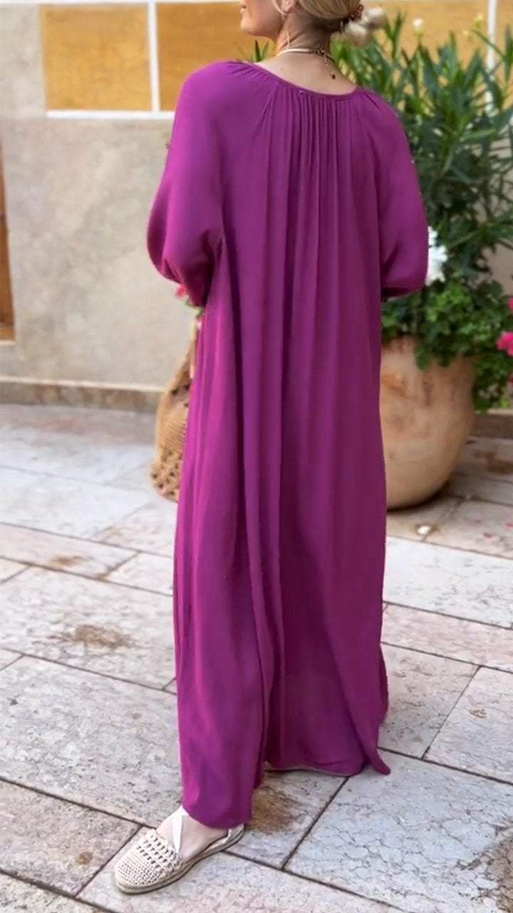 Women's V-neck Long Sleeve Dress