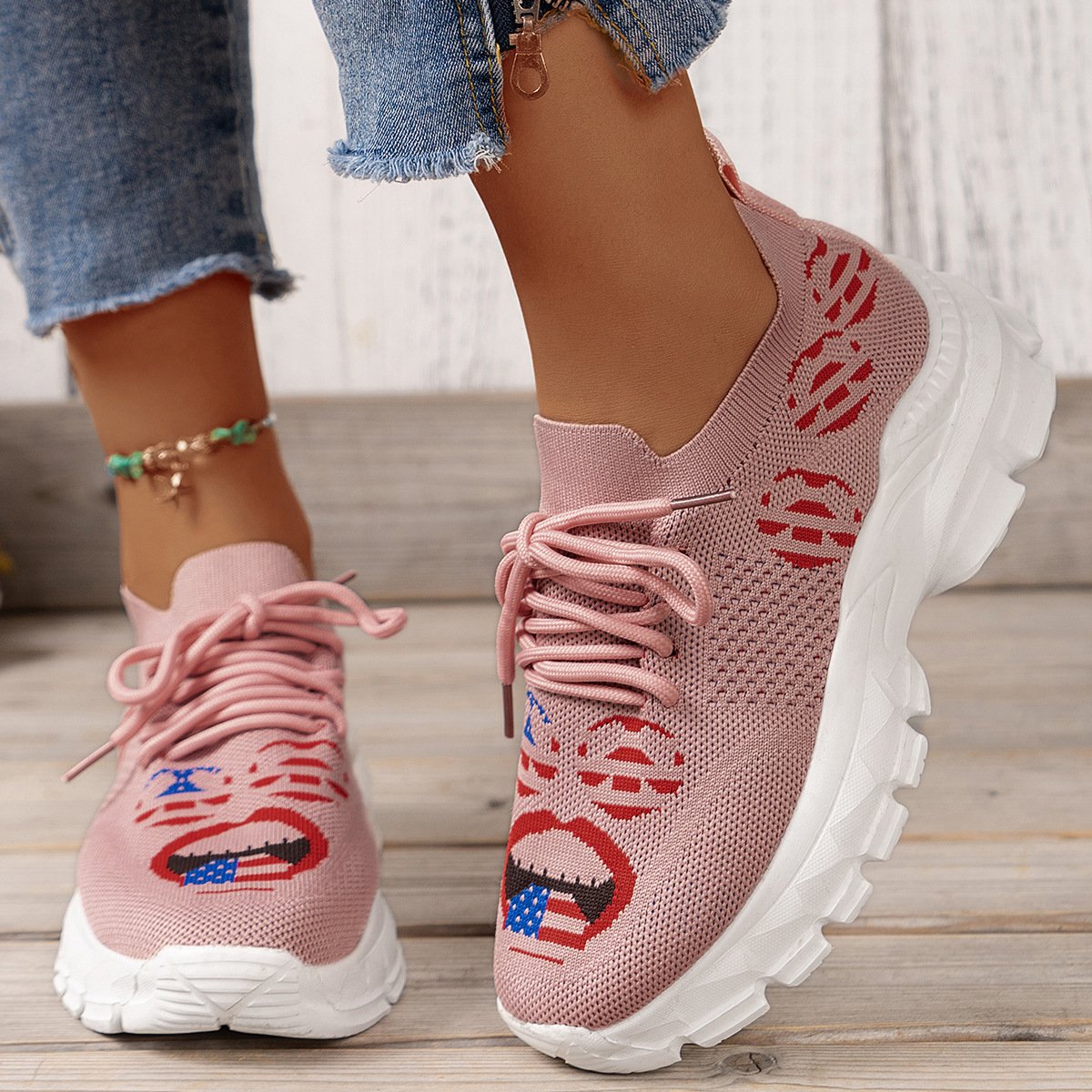 Women's Breathable Fly Woven Surface Lightweight Comfortable Casual Shoes