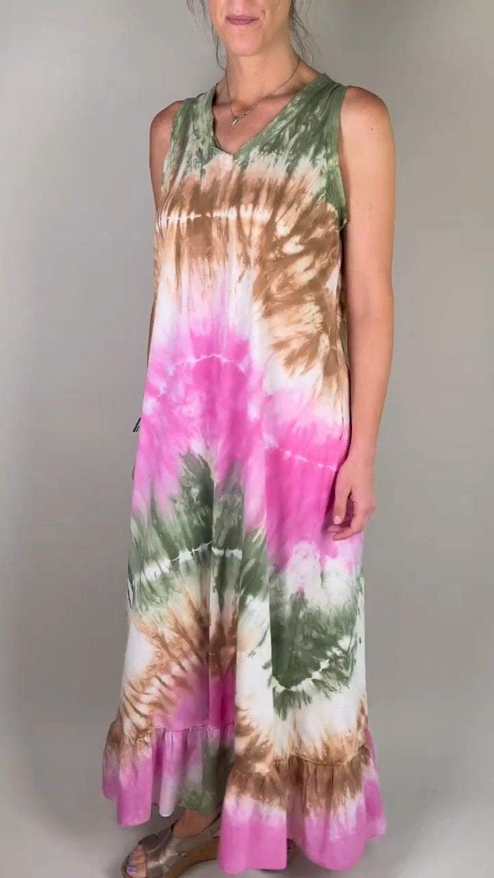 Casual V-neck Tie-dye Dress