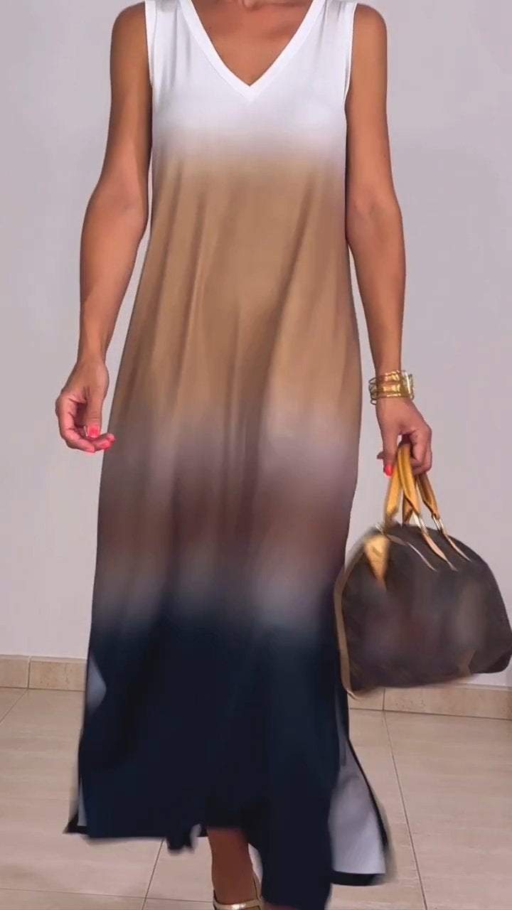 Casual V-neck Gradient Sleeveless Dress