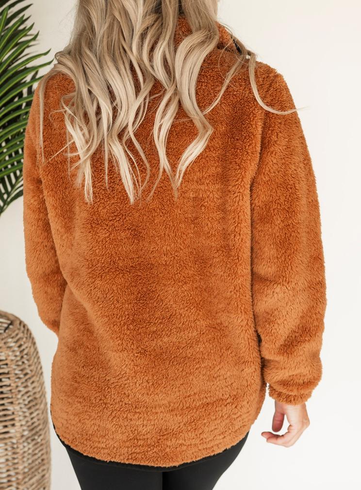 Women's Casual Solid Color Plush Sweatshirt