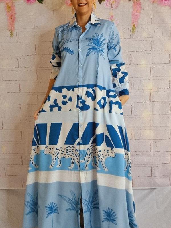 Summer Coconut Palm Tree Pattern Long Dress