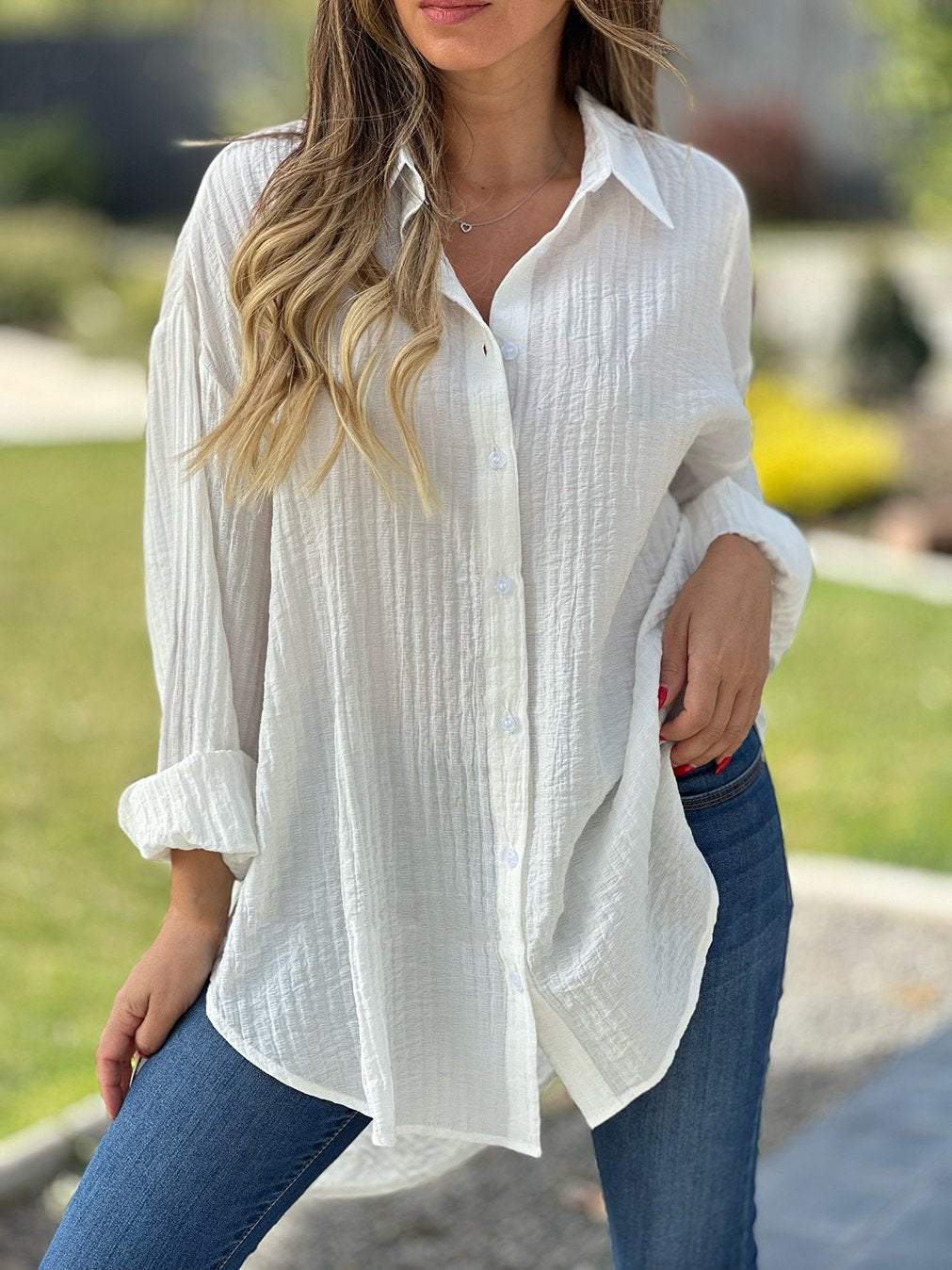 Women's Casual Cross Back Long Sleeve Shirt