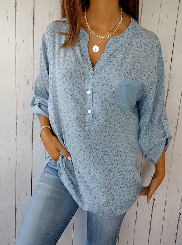 V-neck Floral Print Top