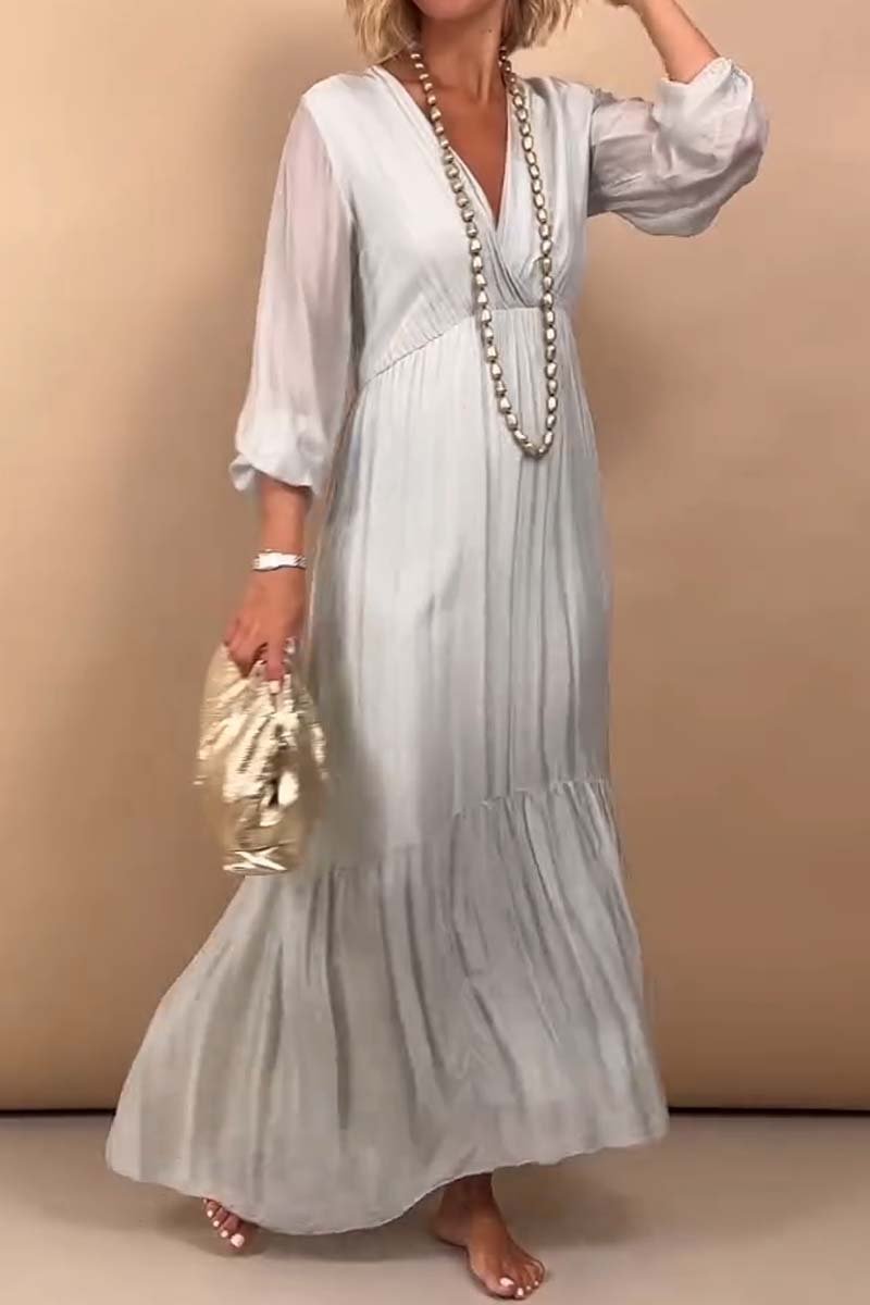 Women's Elegant V Neck Chiffon Dress