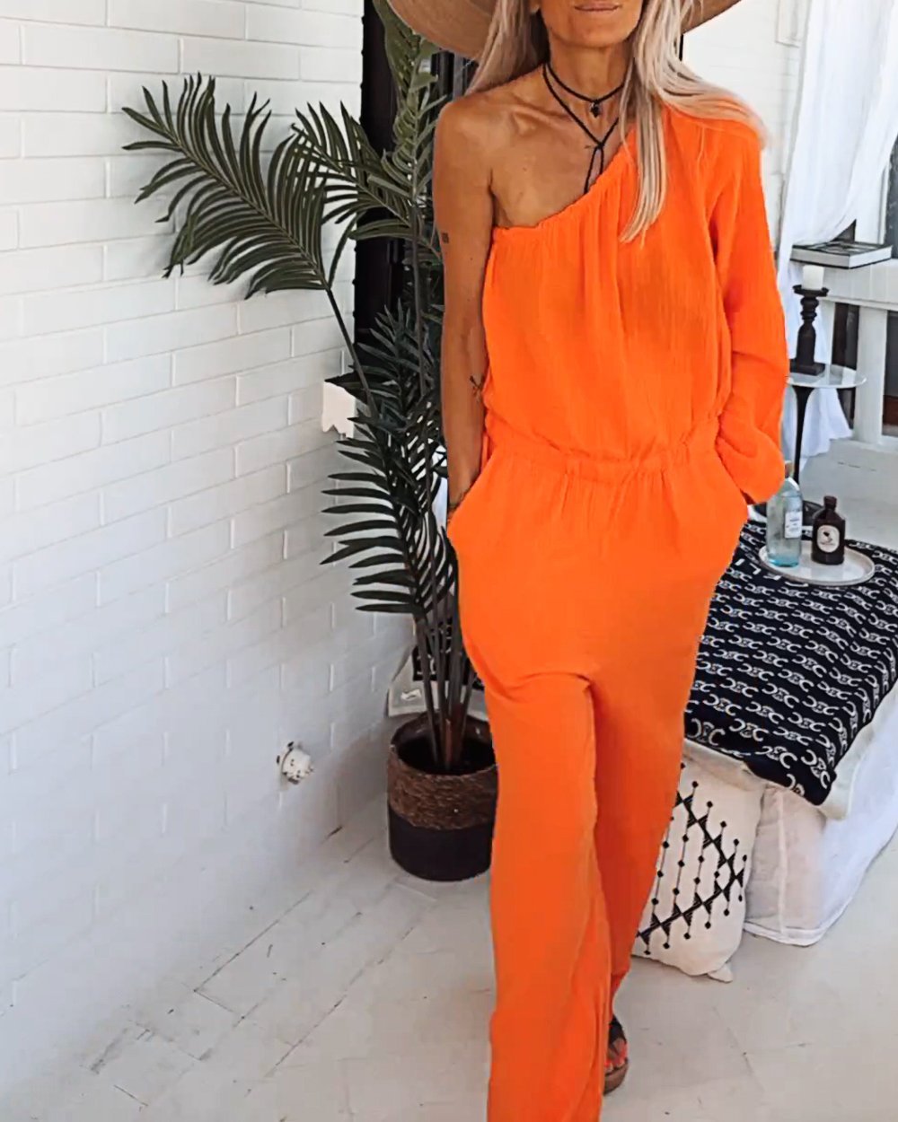 Women's Cotton and Linen Casual Jumpsuits