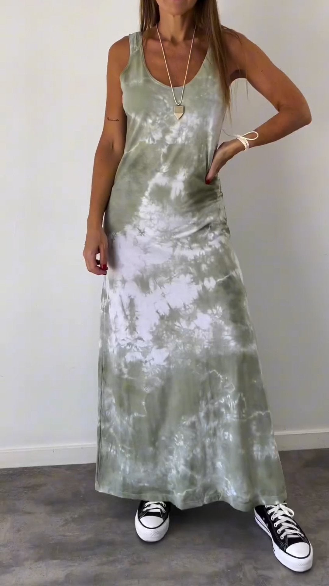 Tie Dye Vest Long Dress