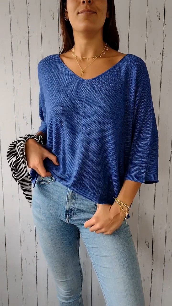 Knitted Mid-sleeve Casual Top