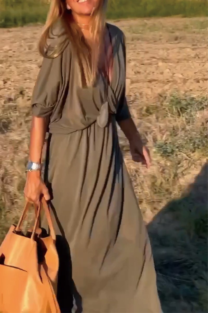 V-neck casual dress