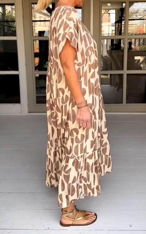 Casual V-neck Printed Dress