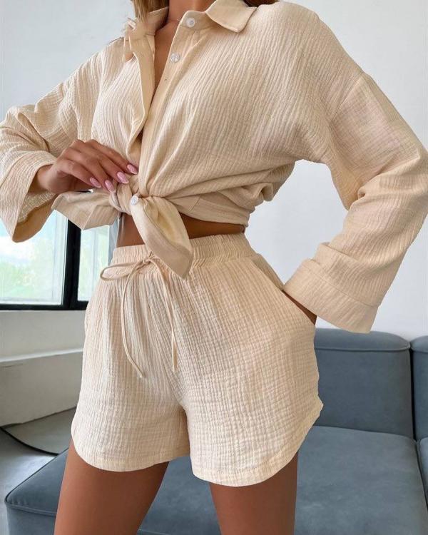 Women's Shirt Shorts Suit