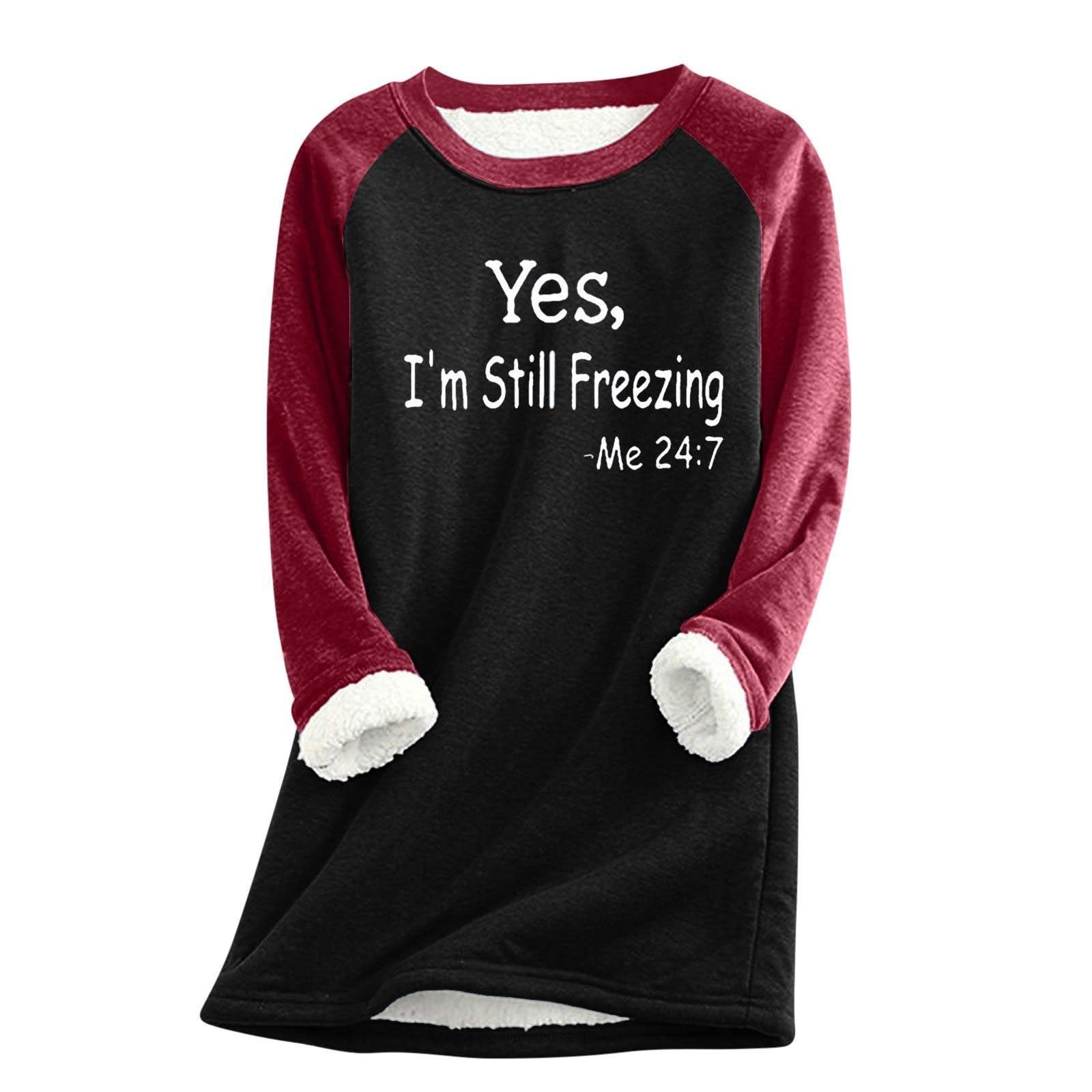 Women's Thickened Large Size Fleece Slim Fit Letter Printed Top