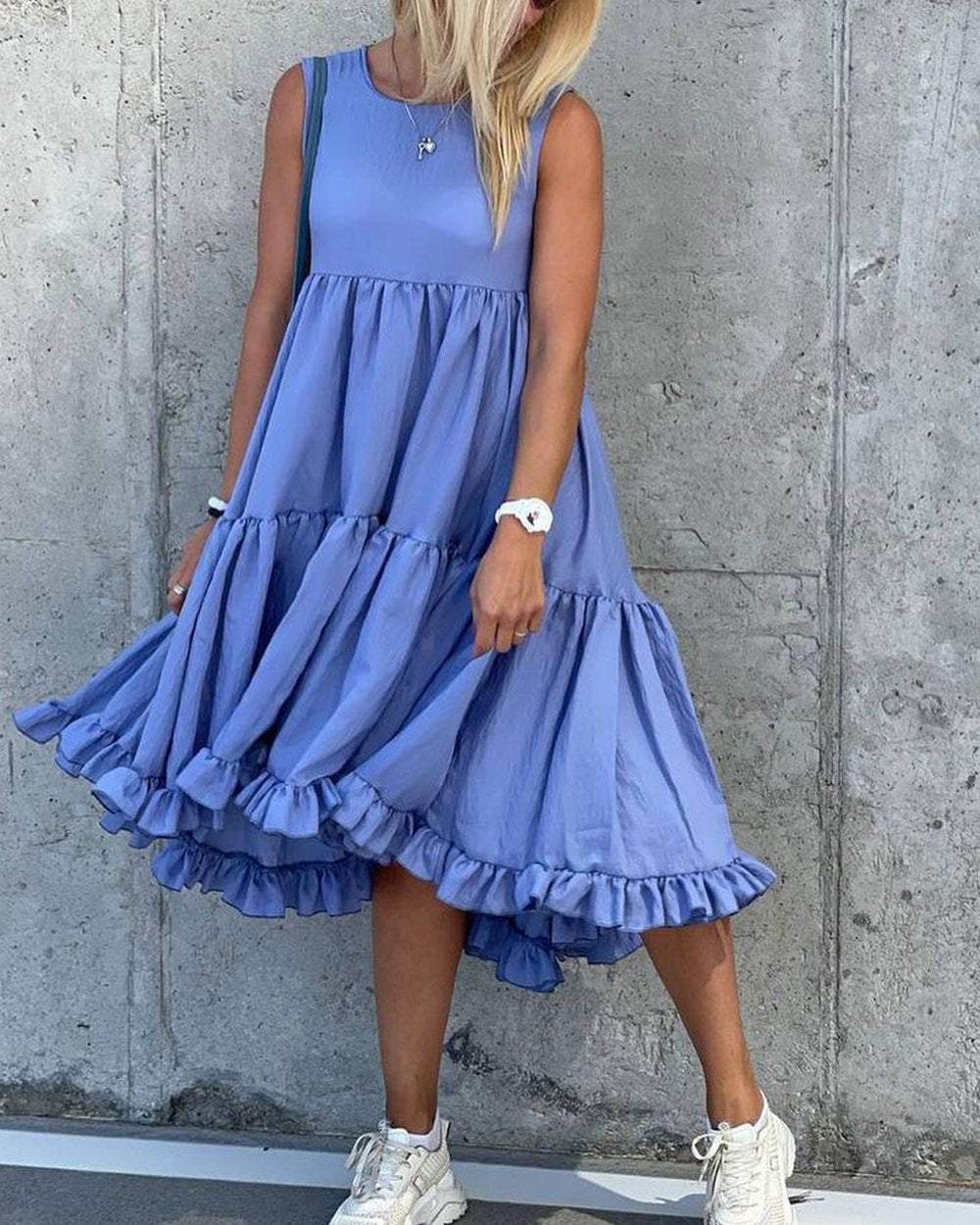 Women's Solid Color A Line Umbrella Skirt Dress