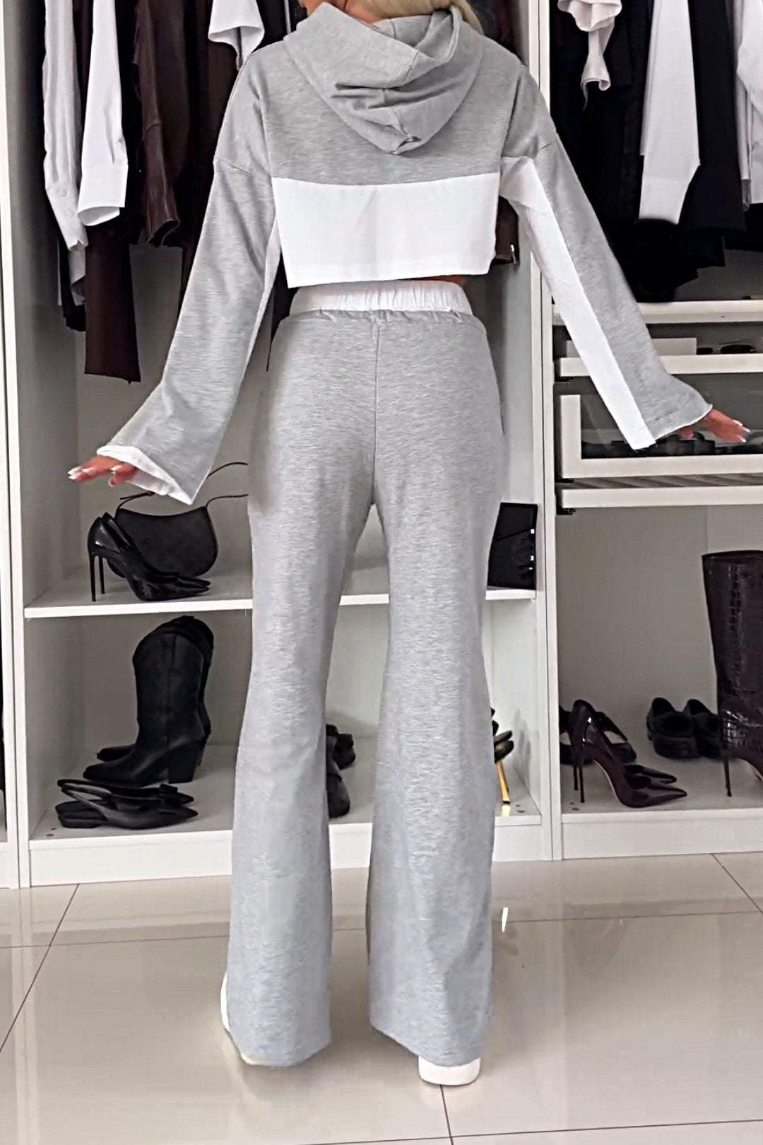 Women's Color Block Casual Top and Pants Two-piece Set