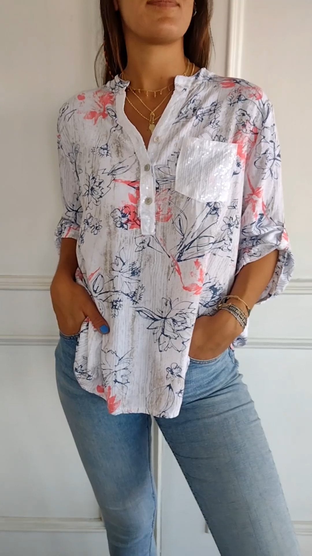 V-neck Printed Top