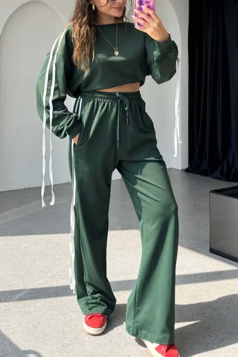 Women's Casual Side Web Tassel Track Suit