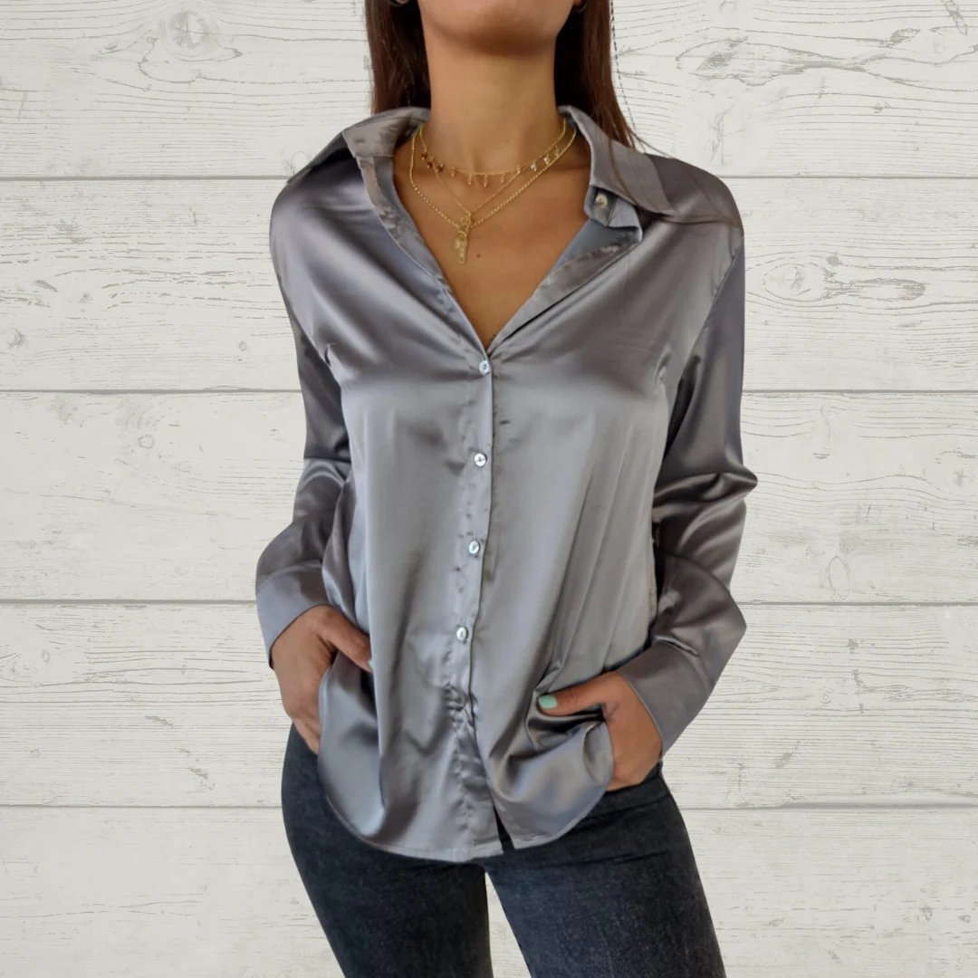 Satin Lapel Single-breasted Shirt